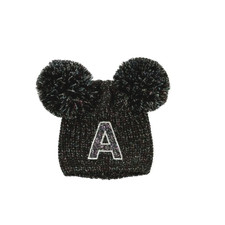 Justice Glitter Initial Double Pompom Beanie