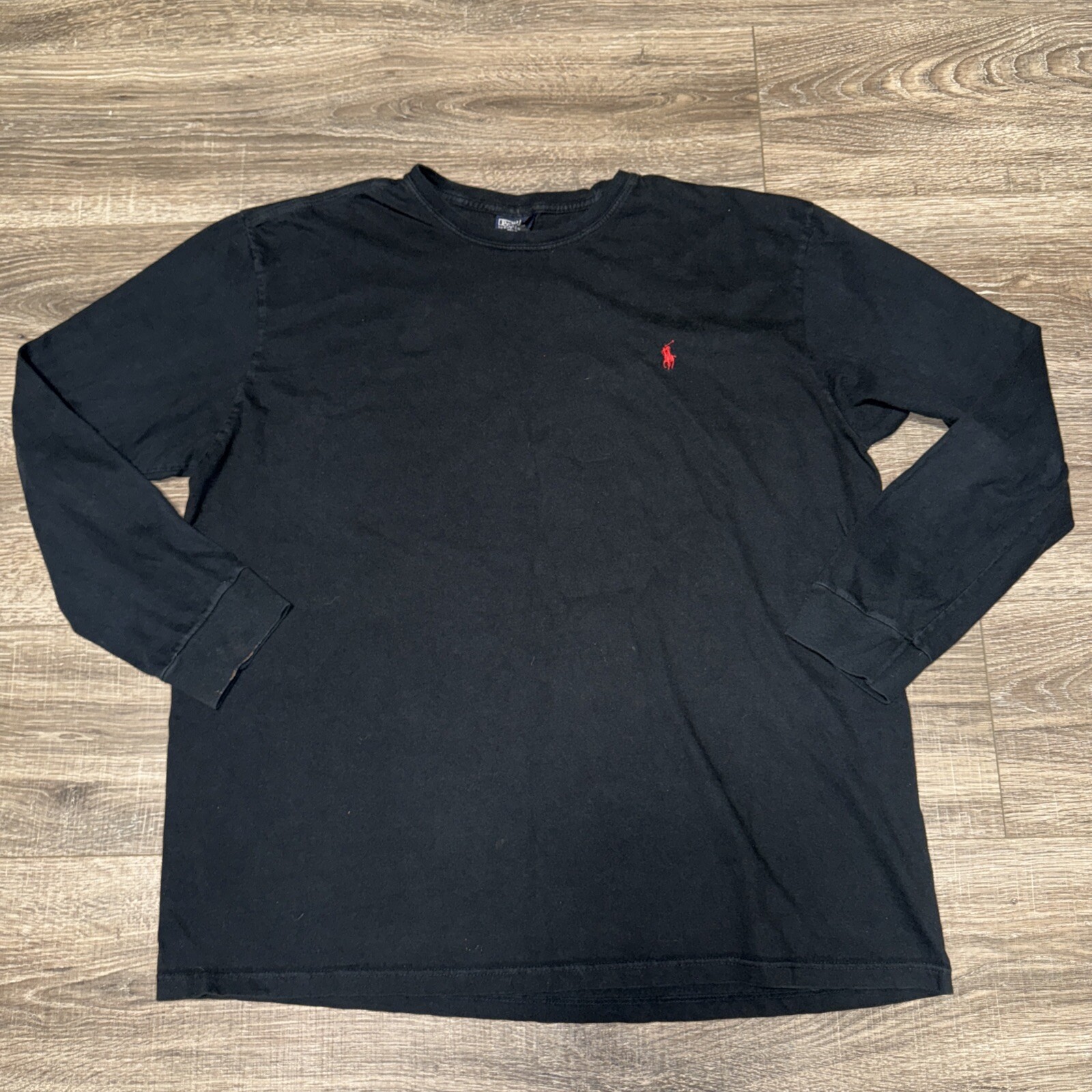 PONY T shirt uomo Ralph Lauren vintage XL nera girocollo ricamata polo anni 90 Y2K