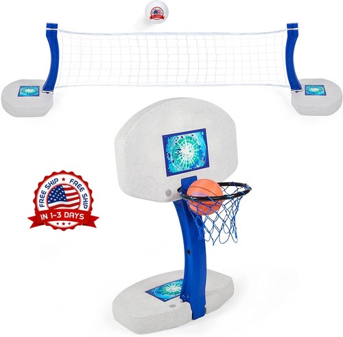 Portería 2 En 1 De Baloncesto Y Fútbol Para Piscina – Juego Acuático Flotante Con Canasta, 2 Balones Y Bomba, Para Niños +4 Años Y Adultos
