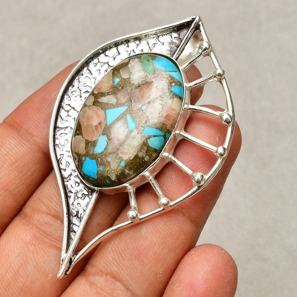 Pendentif bijou fait main en argent sterling 925 pierre