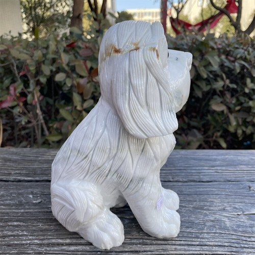 12.9LB 8.8" Natural Xiuyan Jade Dog Sculpture Quartz Crystal Carving Healing C5 - Picture 6 of 11