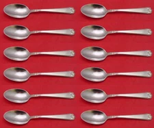George II Rex Hand Chased By Watson Sterling Silver Place Soup Spoon Set 12 pcs