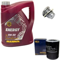 MotoröL ÖLfilter SK809 5W30 5 Liter + ÖLablassschraube FüR Opel Arena Movano