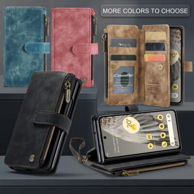 For Google Pixel Fold ShockProof Zipper Leather Card Holder Wallet Case Cover