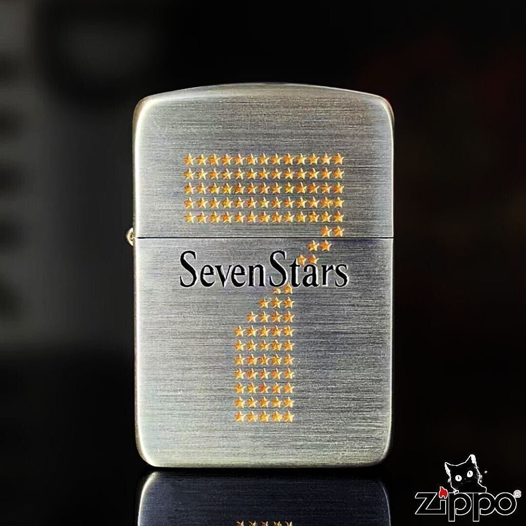 Zippo Seven Stars Logo Silver Star Gold Etching Processing Lighter