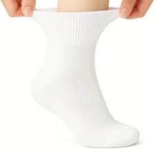 Soft Cotton Diabetic Ankle Socks with Non-Binding Top and Seamless Toe 3 Pairs