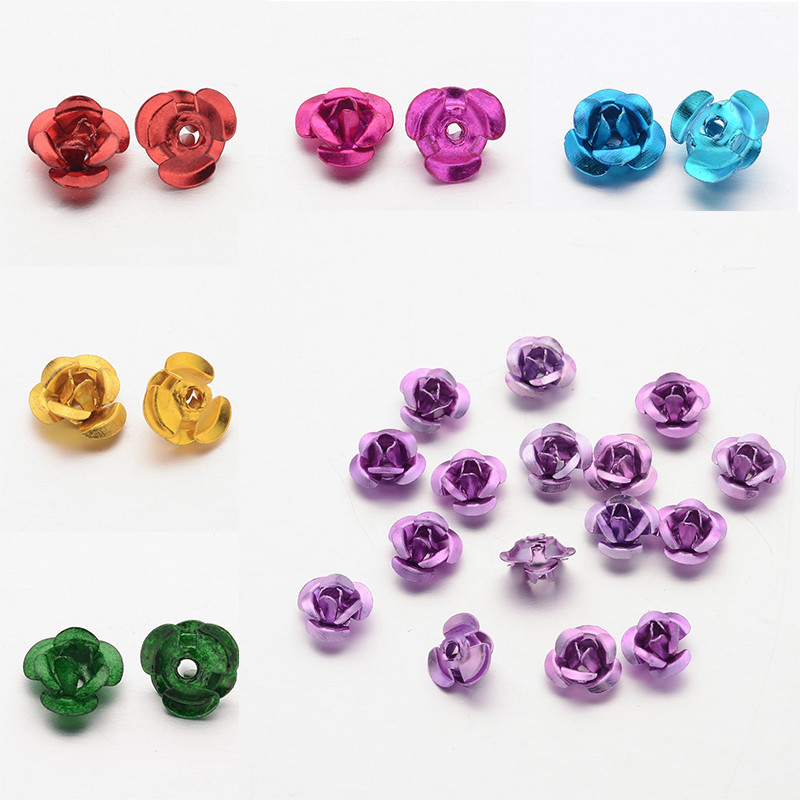 In Alluminio Fiore Rosa Perline In Metallo Piccolo X 100 PZ. 6mm - Foto 6