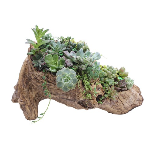 Chalet Garten Blumentopf Aus Kunstharz – Mit Holzoptik Und Abflussstopfen