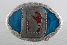 HANDMADE TURQUOISE  RED INLAY AMERICAN FOOTBALL WESTERN BELT BUCKLE 5008B