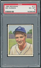 1950 Bowman #17 Sid Hudson Washington Senators Vintage Baseball Card PSA 6