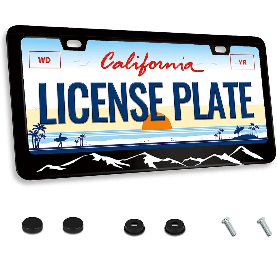 For Hyundai Accessories Mountain Raised Car License Plate Frame Cover Black J5 Foto 2 de 4