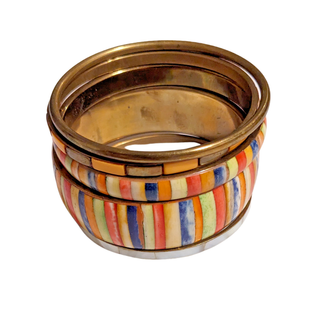 VTG - 80s Bangle Bracelets - Multicolor - image 1