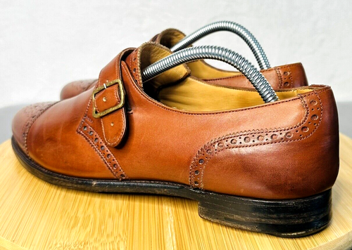 Edward Green For The House of Dormeuil Monk Strap Leather Brogue Shoes 8/8.5D - Picture 12 of 20