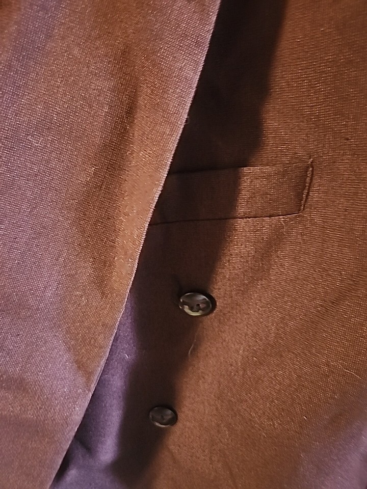 Policy Studio Mens Sz 40R Maroon Jacket Suit Double Breast Peak Padded