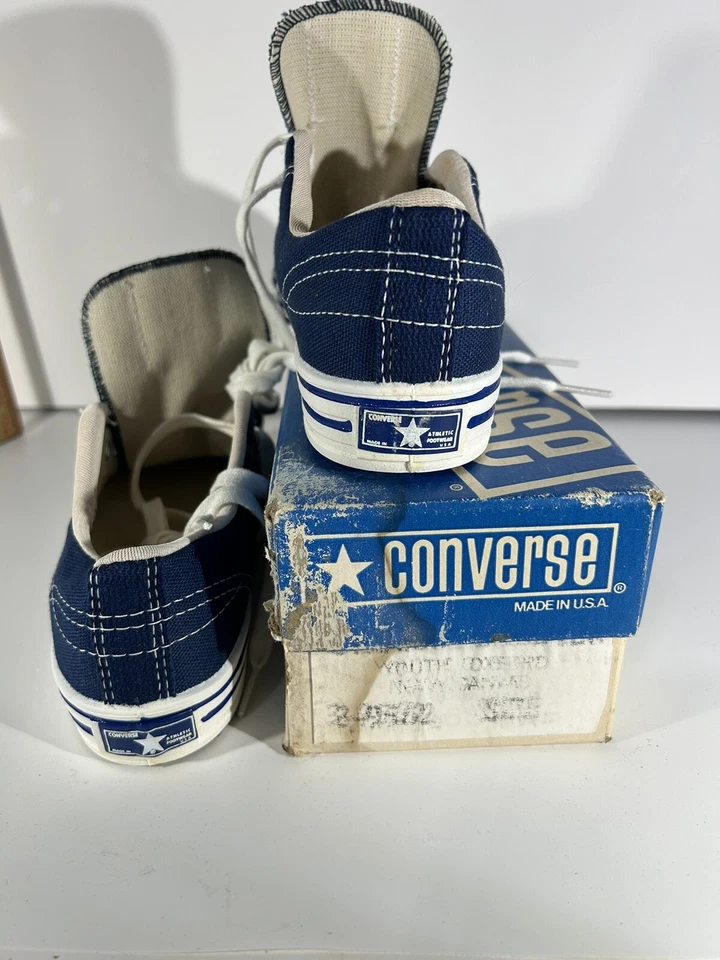 De colección Converse Straight Shooter Juvenil Talla 2 Azul Unisex Lona Nuevo en Caja Hecho en EE. UU. Foto 3 de 4