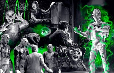 Outer Limits 60s Sci Fi Creature Collage Art Print   by artist Scott Jackson