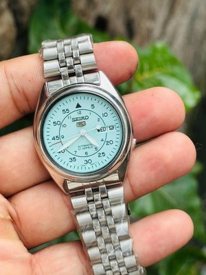 Seiko 5 Automatic Men Blue Dial Japan Made Wristwatch Rare Vintage