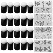 20Pcs Finger Sponge Daubers, Finger Painting Sponge with 8Pcs Flower Stencil ...