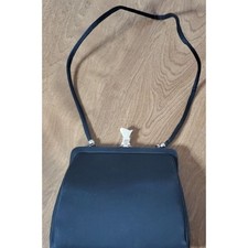 Vintage Black Evening Handbag With Metal Clasp Shoulder Strap