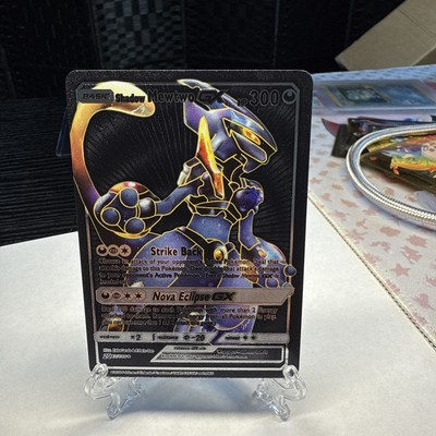 Shadow Mewtwo GX Hp300 Fan Art Display Card Black  And Red Foil Strike Back  