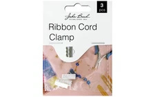 John Bead MHF Ribbon Cord Clamp 13mm Silver 3pc