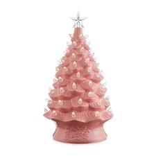 24" Pre-Lit Pink Ceramic Christmas Tree Hand-Painted Tabletop with Lights