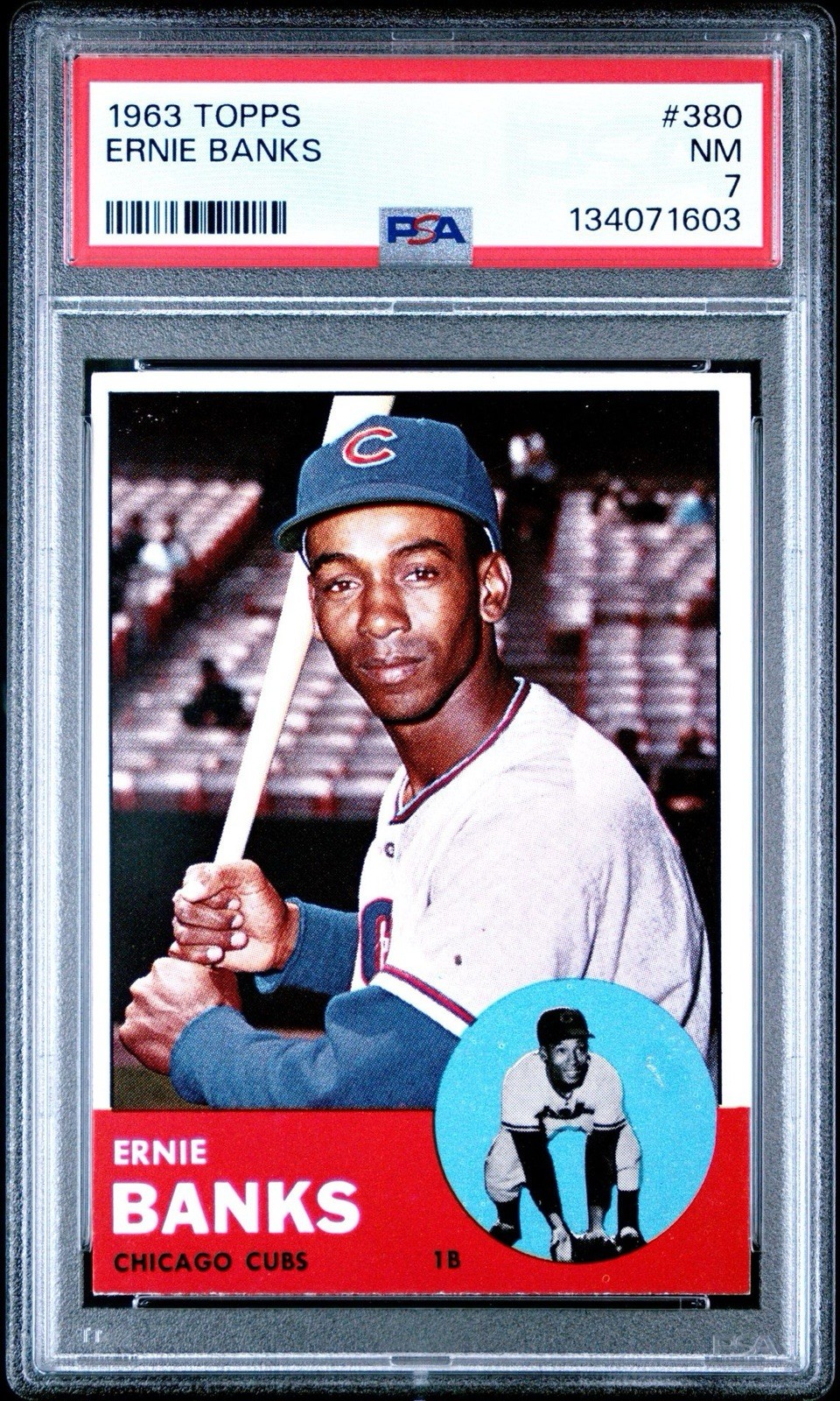 1963 TOPPS #380 ERNIE BANKS PSA 7 NM