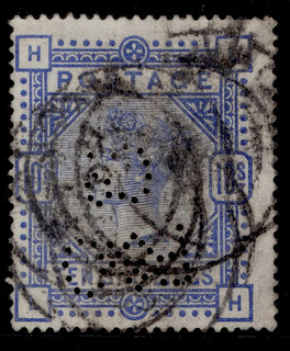 GB QV SG183 10s ultramarine USED. Cat £525. PERFIN LH