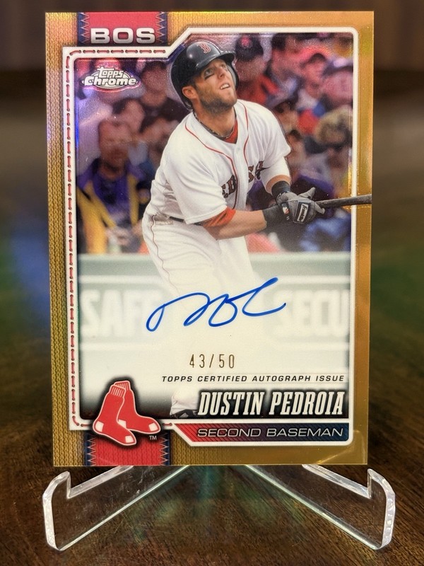 2026 Topps Chrome Legends Dustin Pedroia True Gold Auto /50 #CLA-DP Red Sox