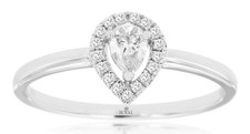 .10CT DIAMOND 14KT WHITE GOLD 3D PEAR SHAPE  ROUND CLASSIC HALO ENGAGEMENT RING