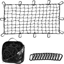 Bungee Cargo Net Stretch 4'x6' to 8'x12' for Trailer Pickup Truck Rooftop Black