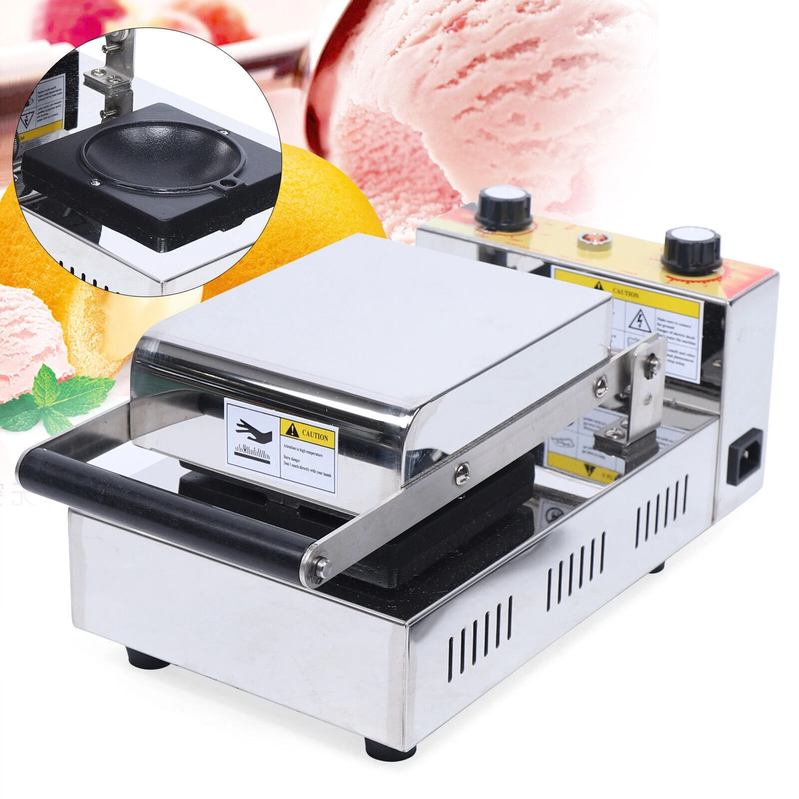 2-Side Ice Cream Brioche Press Maker Panini Electric Sandwich Making Machine