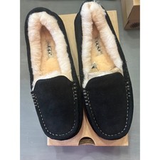 UGG Ansley Moccasin Slipper Women 5 Black New Suede Water Resistant 3312