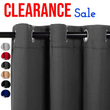 Blackout Curtains Pair Eyelet Ring Top Ready Made Panels with Free Tiebacks SET