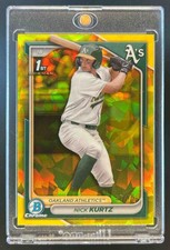 NICK KURTZ Chrome Yellow Sapphire 2024 Bowman Draft #BDC-56 /75 1st Prospect