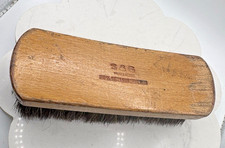 Medium S  S Made Vintage Horse Hair Shoe Brush Wood Base Dense Bristle 7"x2.25"