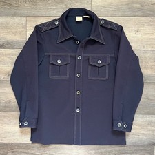 Vintage 70s Sears Kings Road Mens L Blue Shirt Jacket Collared Pockets Hippie