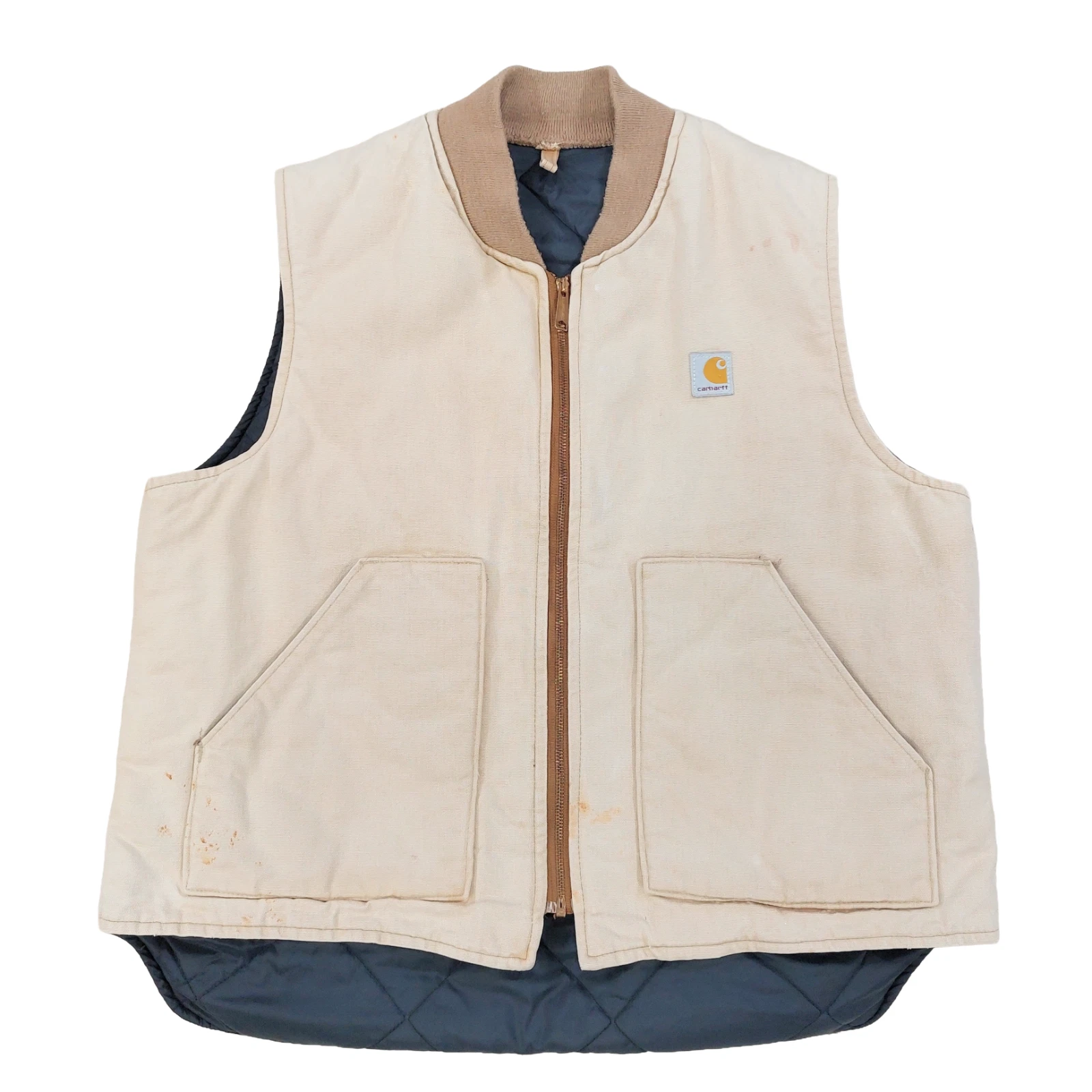 Vintage 80s Carhartt VQ186 Quilt Lined Work Vest Mens XL Made in USA, Distressed