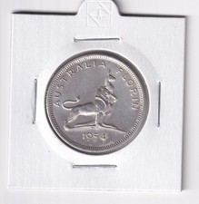 AUSTRALIAN FLORIN: 1954 COMMEMORATIVE 50% SILVER  COIN #4809