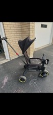 Kids 3-Wheel Ride-On Tricycle Stroller w/ Push Handle, Canopy, Basket, Black