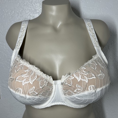 Prima Donna Deauville Full Cup Bra UK 40E Underwire Floral Lace White Unpadded