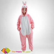 Kids Animal Jumpsuit Romper Fleece Pyjamas – Rabbit Pink 3-4 Years - Brand New