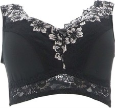 Rhonda Shear2Pc Pin-Up Bra Lace Back Shimmering Nightfall L NWOT 1109 