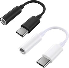 2 Pack USB C to 3.5mm Headphone Jack Adapter, Hi-Fi DAC Audio Black  White