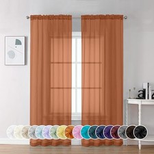 Sheer Curtains 84 Inch Length 2 Panels, Light 42"W x 84"L Pack of 2 Orange