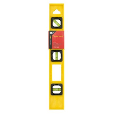 WorldWide Sales Online Tool Essentials 16'' 3-Vial Level Plastic Frame in Yellow