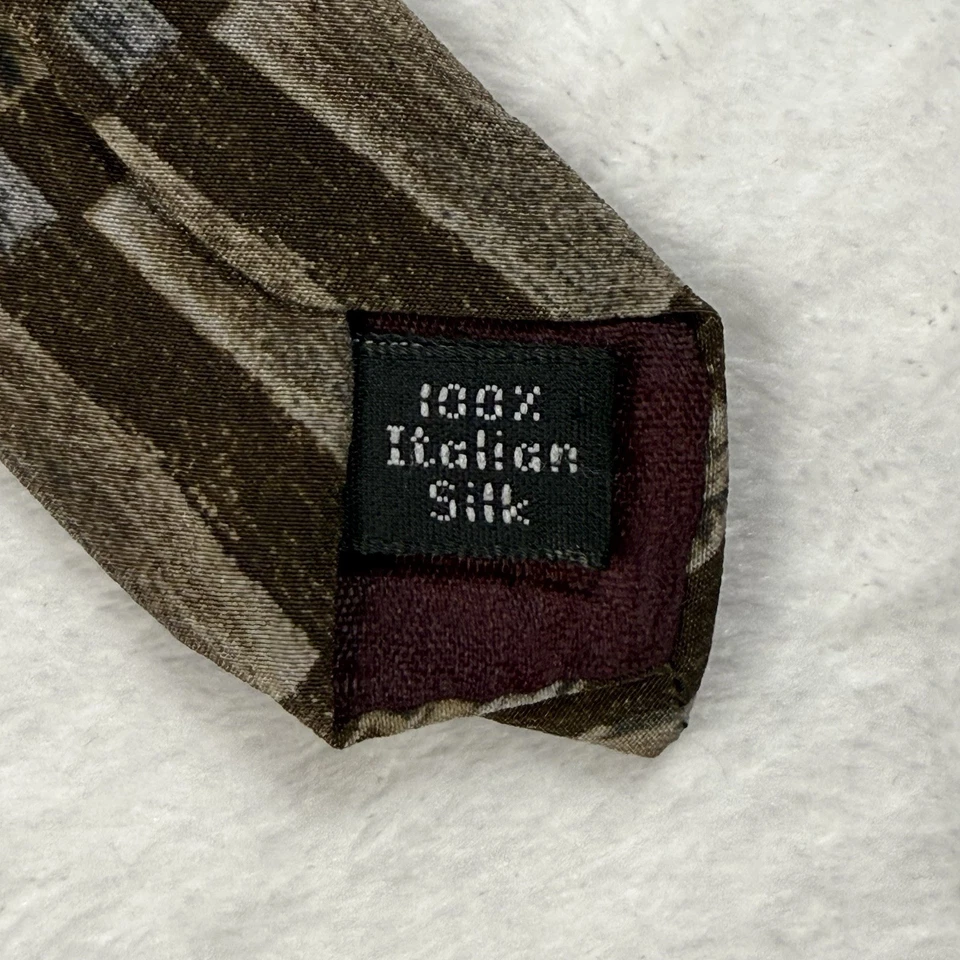 "Corbata Erreuno Milano 100 % seda italiana a cuadros geométrica 55 X 4"" multicolor de colección" Foto 3 de 4