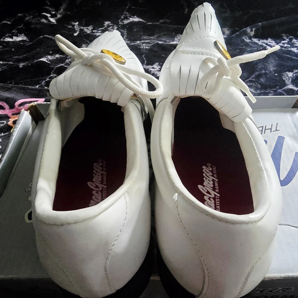 Zapatos/tacos de golf MacGregor edición limitada para hombre talla 10,5 M cuero blanco-lite Foto 2 de 4