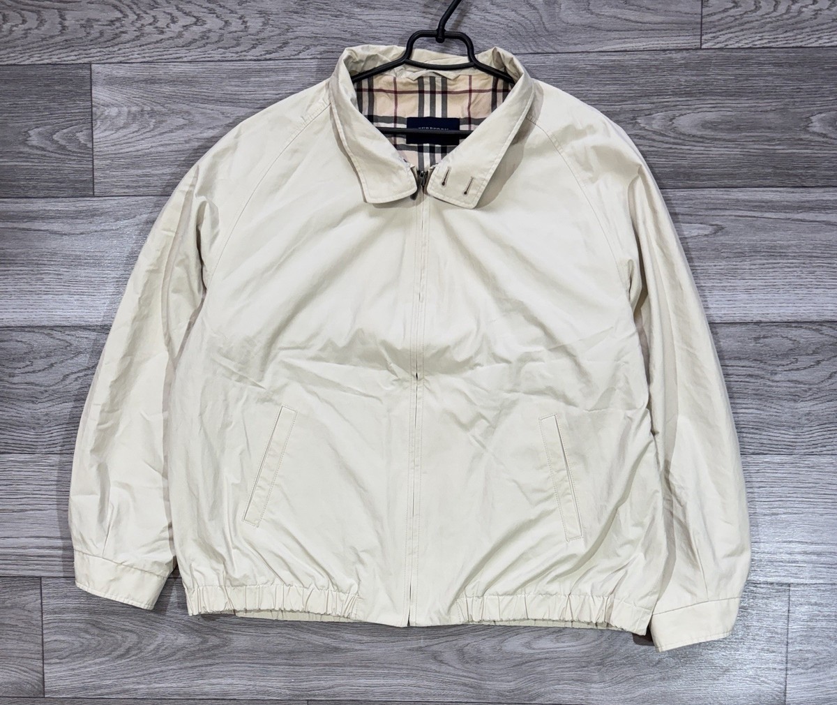 Burberry London Harrington Beige Nova Check Lined Bomber Jacket