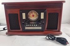 Victrola Navigator VTA600B PC AMFM Bluetooth Turntable Built in Speakers- Wood